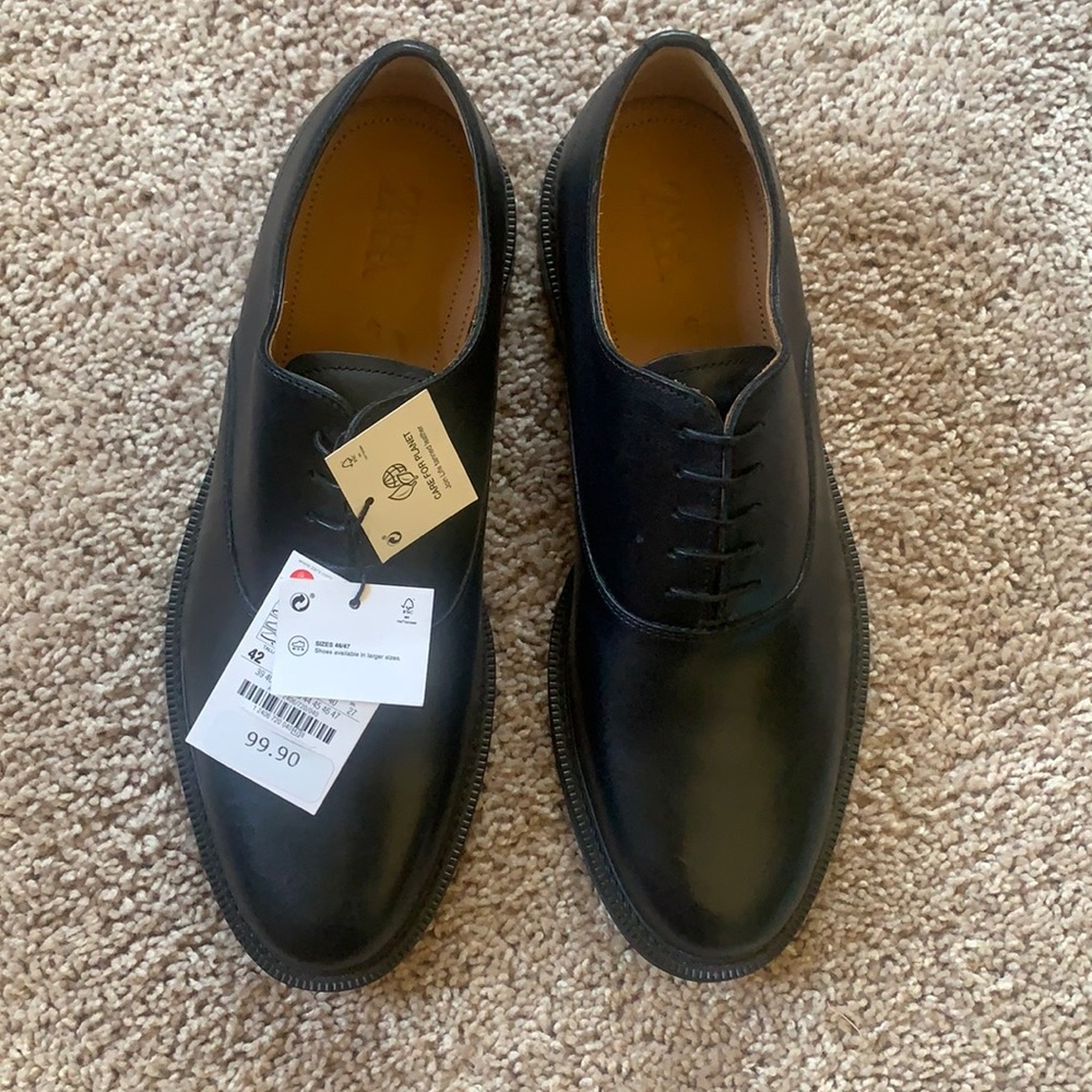 BRAND NEW ZARA MENS GENUINE LEATHER DRESS SHOES SIZE 9 / 42 NWT